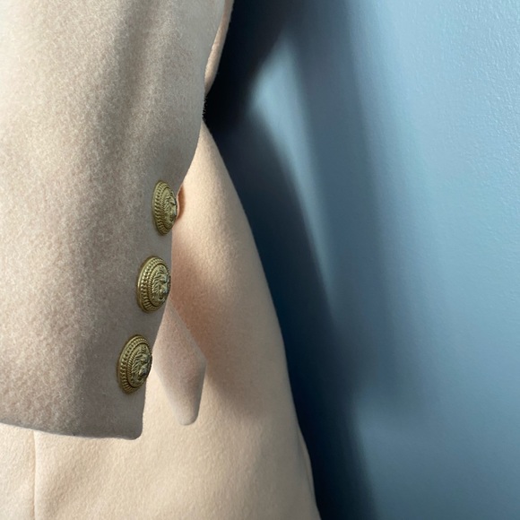 Authentic Balmain runway wool cashmere salmon pink dress cape coat XS 40 - Picture 9 of 12